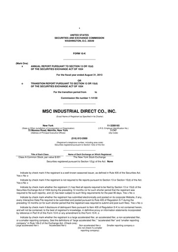 Thumbnail MSC Industrial Direct 10-K Annual Report 2013
