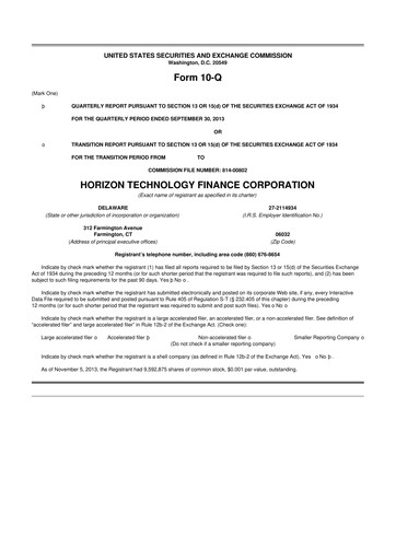 Vorschaubild Horizon Technology Finance 10-Q Quartalsbericht  