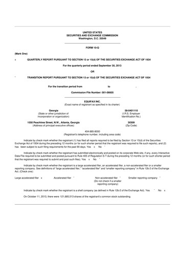 Vorschaubild Equifax 10-Q Quartalsbericht 2013 