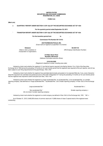 Thumbnail ANI Pharmaceuticals 10-Q Quarterly Report FY2013 