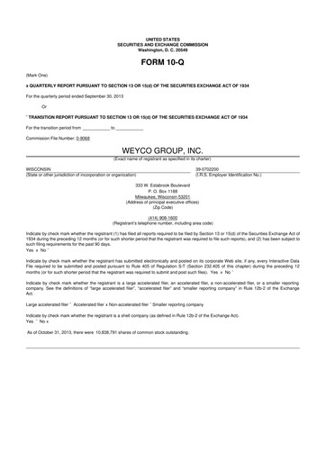 Thumbnail Weyco Group 10-Q Quarterly Report FY2013 