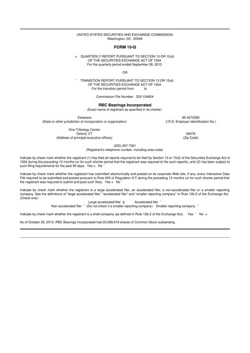 Thumbnail RBC Bearings 10-Q Quarterly Report FY2014 