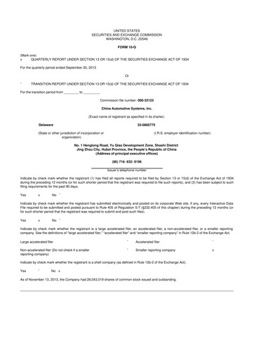 Thumbnail China Automotive Systems 10-Q Quarterly Report FY2013 