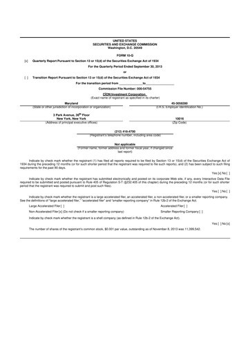 Thumbnail CION Investment Corporation 10-Q Quarterly Report FY 