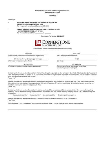 Thumbnail SmartFinancial (SmartBank) 10-Q Quarterly Report FY2013 