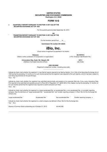 Thumbnail iBio 10-Q Quarterly Report FY 