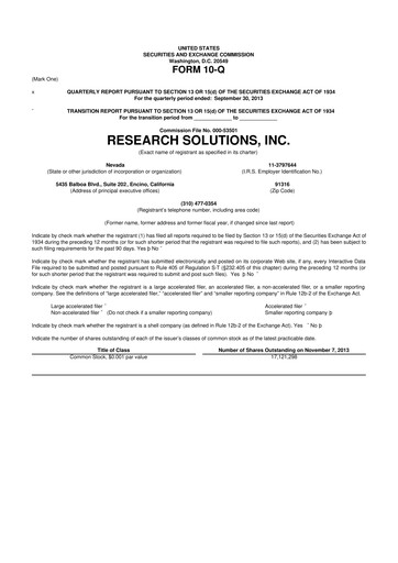 Thumbnail Research Solutions 10-Q Quarterly Report FY2014 