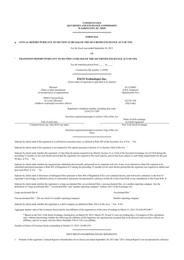 Thumbnail ESCO Technologies
 10-K Annual Report 2013