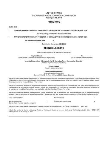Thumbnail Tecnoglass 10-Q Quarterly Report FY2014 