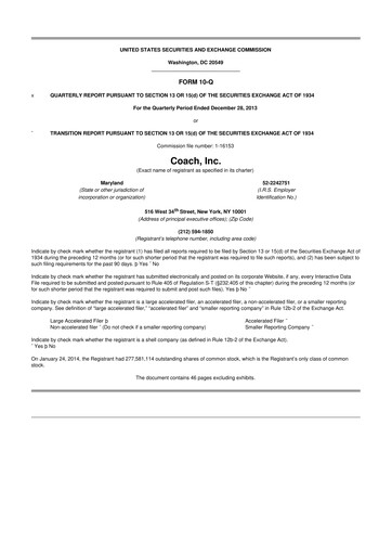 Thumbnail Tapestry 10-Q Quarterly Report FY 