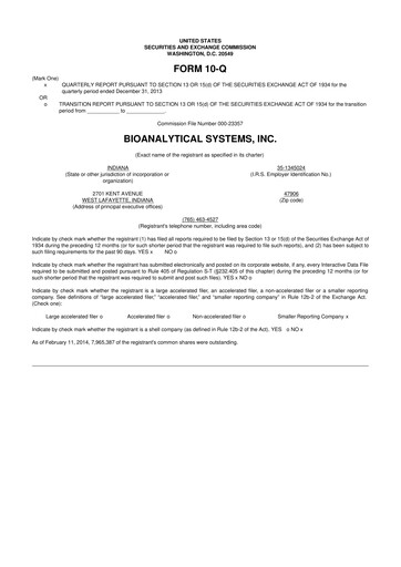 Miniature Inotiv 10-Q Rapport trimestriel 2014 