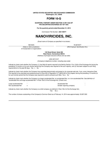 Thumbnail NanoViricides 10-Q Quarterly Report FY2014 