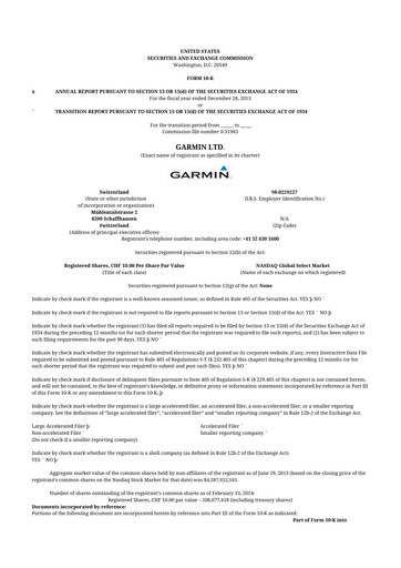 Thumbnail Garmin 10-K Annual Report 2013