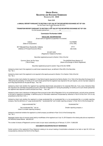 Thumbnail Escalade Sports 10-K Annual Report 