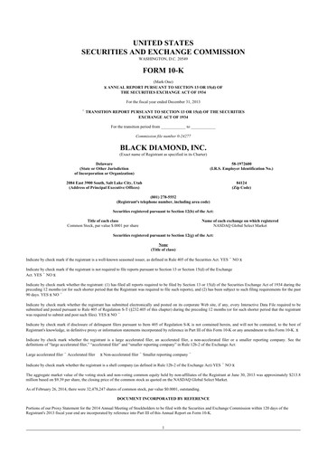 Thumbnail Clarus
 10-K Annual Report 2013