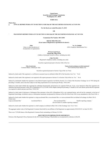 Thumbnail Rocky Brands 10-K Annual Report 2013