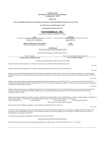 Thumbnail Stoneridge 10-K Annual Report 2013