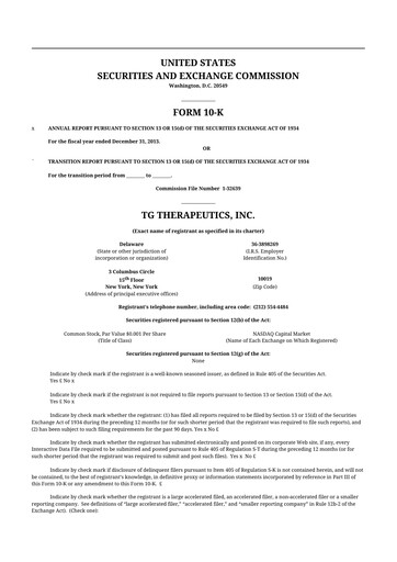 Thumbnail TG Therapeutics 10-K Annual Report 2013