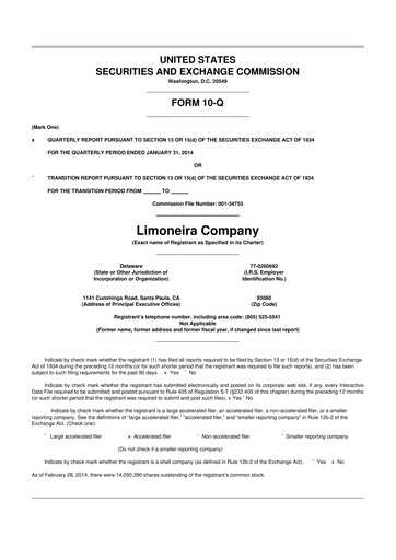 Thumbnail Limoneira
 10-Q Quarterly Report FY 