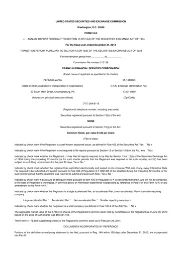 Thumbnail Franklin Financial Services Corporation 10-K Annual Report 2013