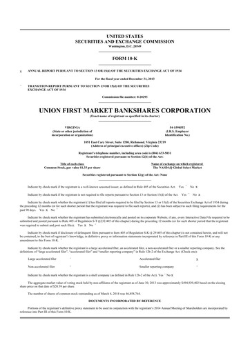 Thumbnail Atlantic Union Bankshares 10-K Annual Report 2013