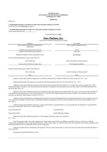 Thumbnail Interparfums 10-K Annual Report 2013