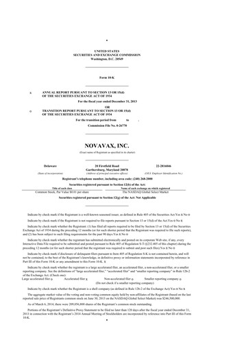 Thumbnail Novavax 10-K Annual Report 2013