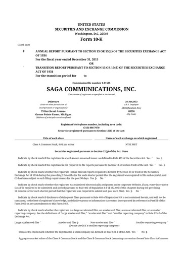 Thumbnail Saga Communications 10-K Annual Report 2013