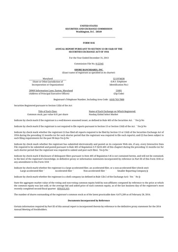 Thumbnail Shore Bancshares 10-K Annual Report 2013