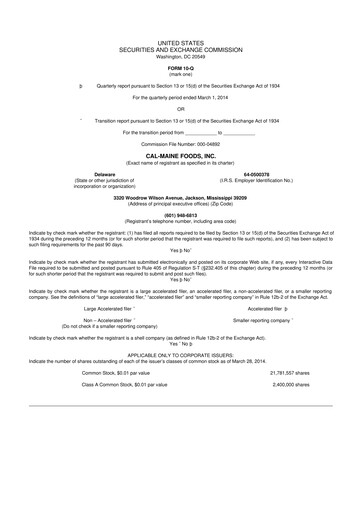 Thumbnail Cal-Maine Foods 10-Q Quarterly Report FY2014 