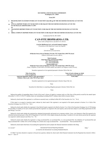 Thumbnail Can Fite Biopharma
 20-F Annual Report 