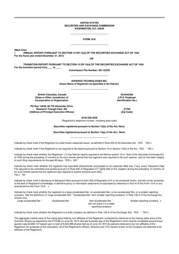 Miniature Fennec Pharmaceuticals 10-K Rapport annuel 2013