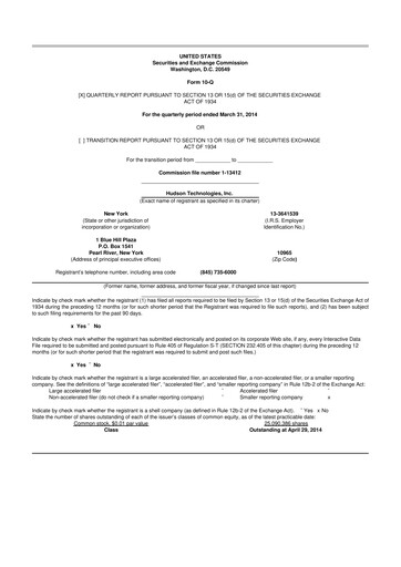 Thumbnail Hudson Technologies 10-Q Quarterly Report FY 
