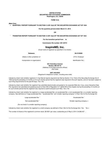 Thumbnail InspireMD 10-Q Quarterly Report FY2014 