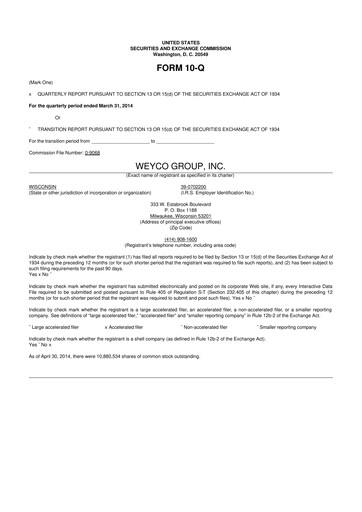Thumbnail Weyco Group 10-Q Quarterly Report FY2014 