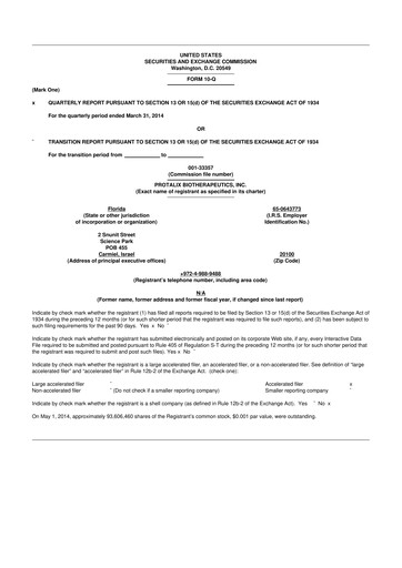 Thumbnail Protalix BioTherapeutics
 10-Q Quarterly Report FY 