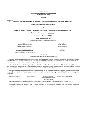 Thumbnail Saga Communications 10-Q Quarterly Report FY2014 