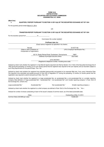 Thumbnail ProPhase Labs 10-Q Quarterly Report FY2014 