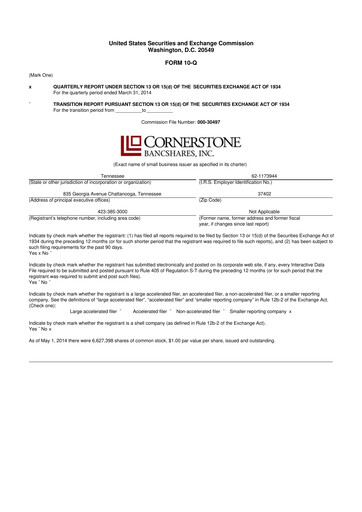 Thumbnail SmartFinancial (SmartBank) 10-Q Quarterly Report FY2014 