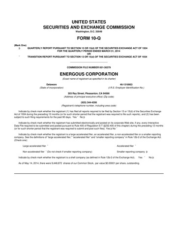 Miniature Energous 10-Q Rapport trimestriel 2014 