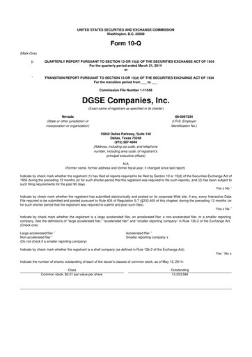 Vorschaubild Envela Corporation 10-Q Quartalsbericht 2014 