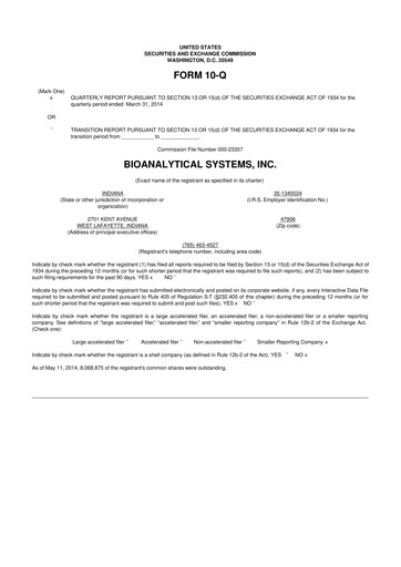 Miniature Inotiv 10-Q Rapport trimestriel 2014 