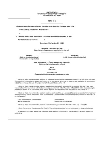 Thumbnail Capricor Therapeutics
 10-Q Quarterly Report FY 