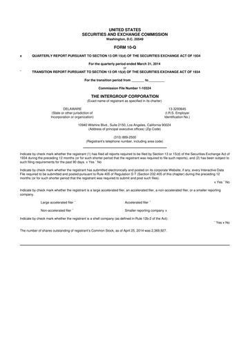 Thumbnail The InterGroup Corporation 10-Q Quarterly Report FY2014 
