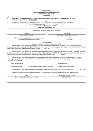 Thumbnail Lakeland Industries
 10-Q Quarterly Report FY2015 