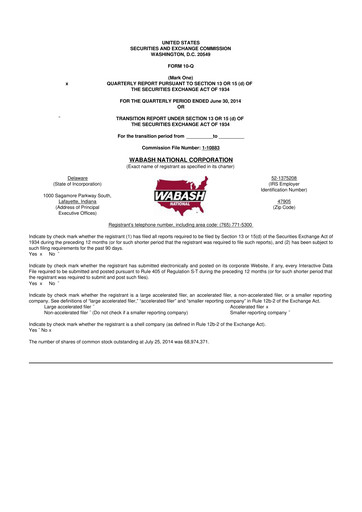 Vorschaubild Wabash National
 10-Q Quartalsbericht 2014 