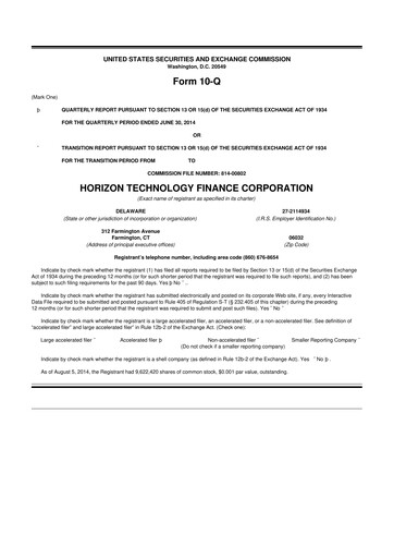 Vorschaubild Horizon Technology Finance 10-Q Quartalsbericht  
