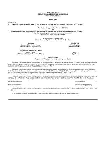 Thumbnail WhiteHorse Finance 10-Q Quarterly Report FY 