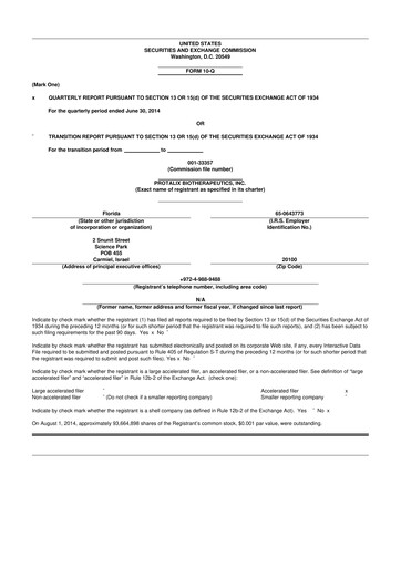 Thumbnail Protalix BioTherapeutics
 10-Q Quarterly Report FY 