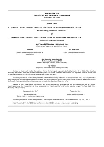 Thumbnail Matinas BioPharma 10-Q Quarterly Report FY2014 